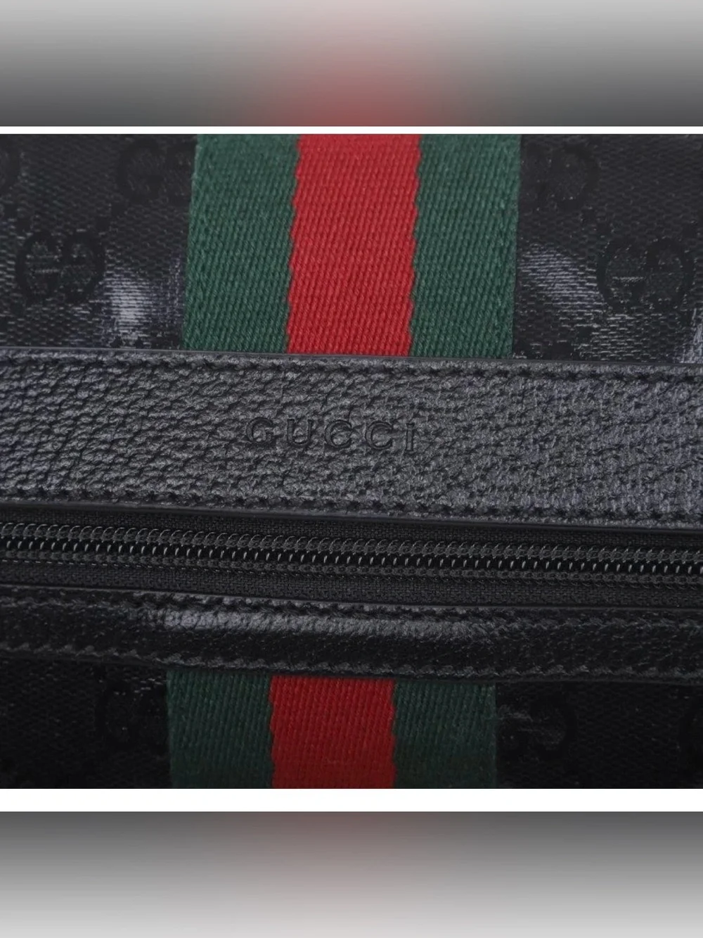 NEW GUCCI BLACK GG CRYSTAL CANVAS LEATHER WEB LOGO TOILETRY CASE HAND BAG UNISEX